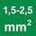 Jmenovitý průřez 1,5-2,5 mm²
